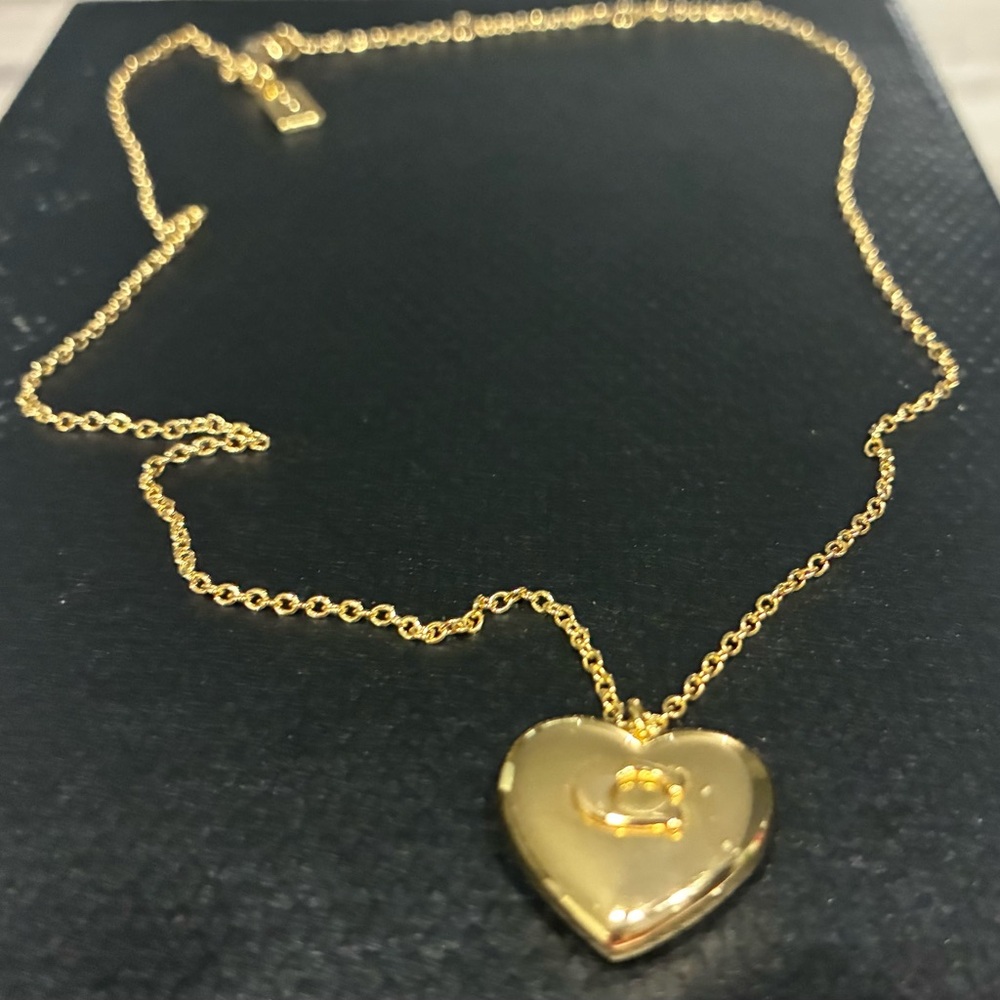 NWT #COACH 14k #GOLD OVER SLVR PUFFED #HEART #NECKLACE 18”